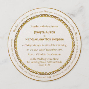 Invitation Golden Color Celtic Knot - Irlandais Mariage Bless