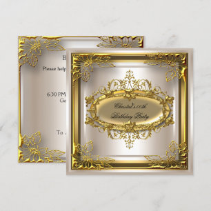 Invitation Golden Cream Elite Élégante fête d'anniversaire