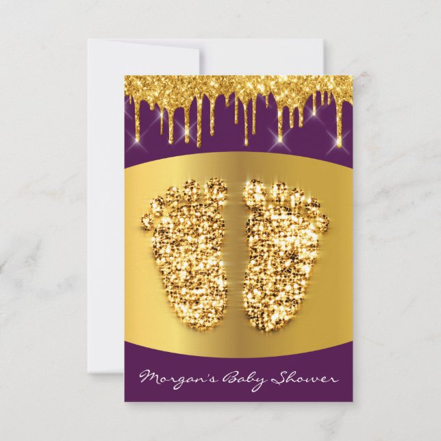 Invitation Golden Drives Royal Baby shower Pieds Girl Marsala (Dos)