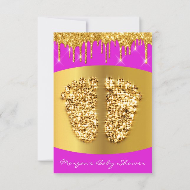 Invitation Golden Drives Royal Lux Baby shower Pied Rose Girl (Dos)
