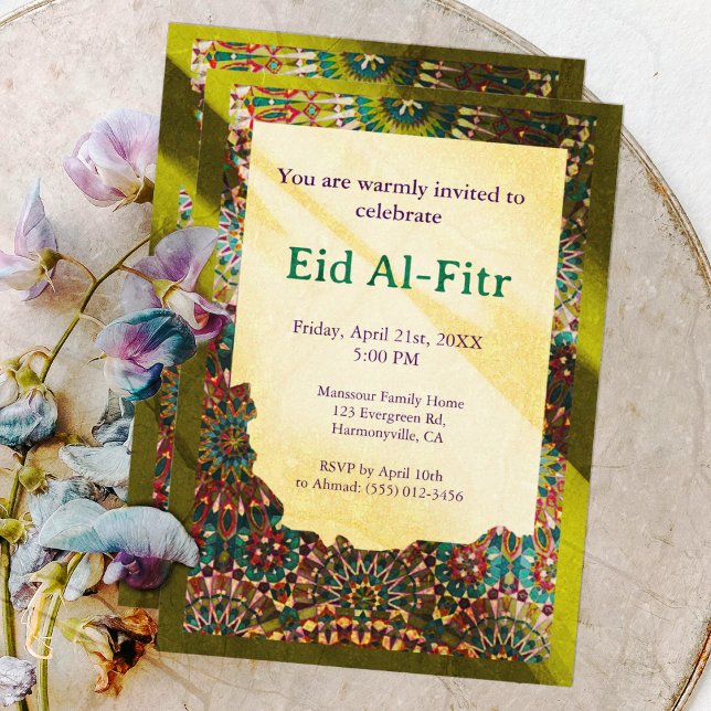 Invitation Golden Eid Célébration ornementale fête de l'Aïd A (Créateur téléchargé)
