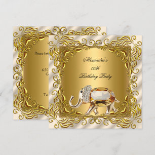 Invitation Golden Elephant Elite Cream Gold Anniversaire