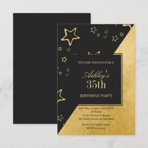 Invitation Golden Glittering Stars Anniversaire