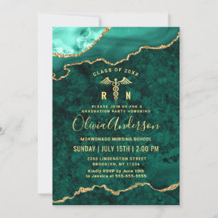 Invitation Golden Green Nursing School Graduation Party