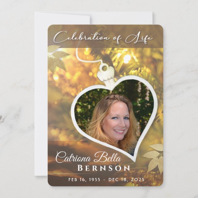 Invitation Golden Heart Celebration of Life Memorial 5x7 (Devant)