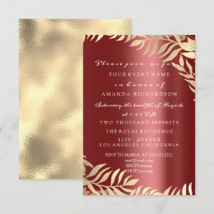 Invitation Golden Jungle Bourgogne Elégant anniversaire de na