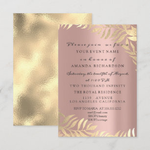 Invitation Golden Jungle Rose Élégant anniversaire de naissan
