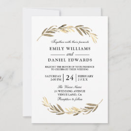 Invitation Golden Leaf Moderne Mariage élégant