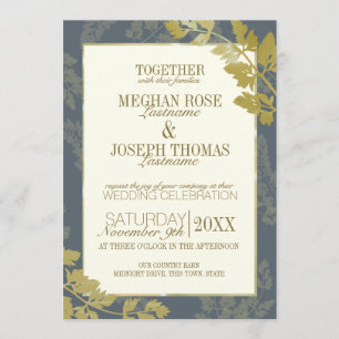 Invitation Golden Leaf Woodland Élégance Mariage botanique