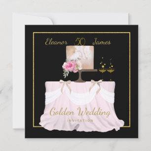 Invitation Golden Mariage 50 ans Cake Names Black Gold