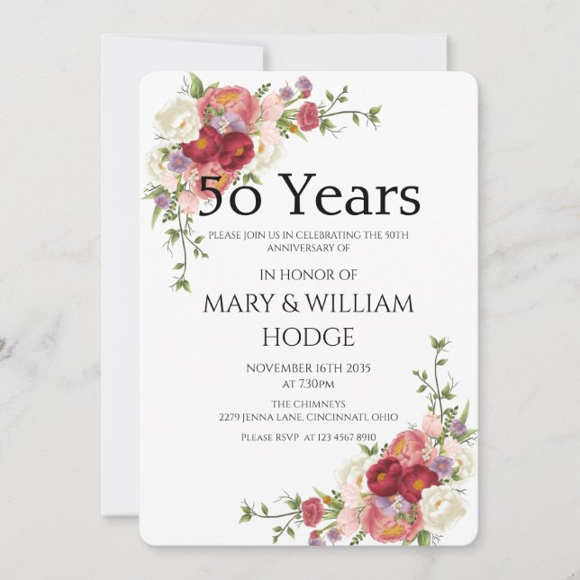 Invitation "Golden Memories : Celebrating 50 Years of Love" (Devant)