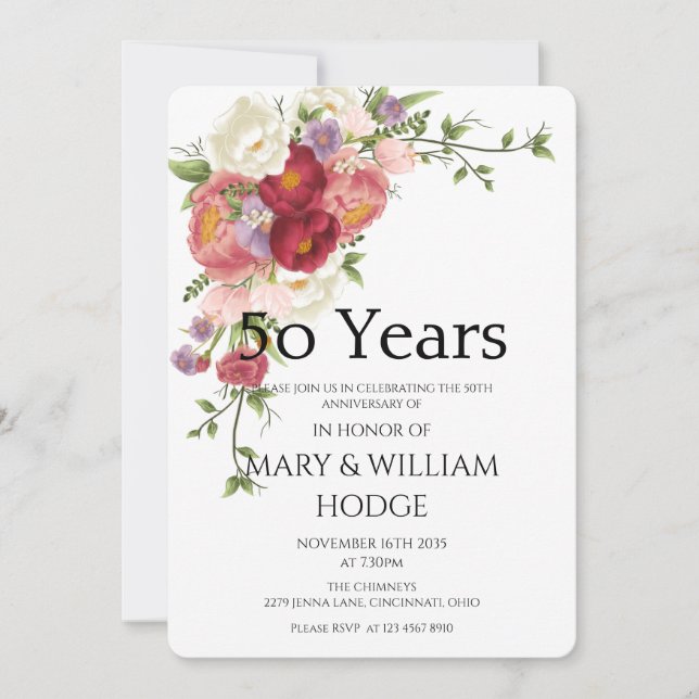 Invitation "Golden Memories : Celebrating 50 Years of Love" (Devant)