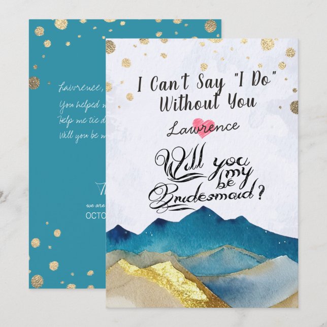 Invitation Golden Mounts Serez-Vous Mon Mariage De Bridesmaid (Devant / Derrière)