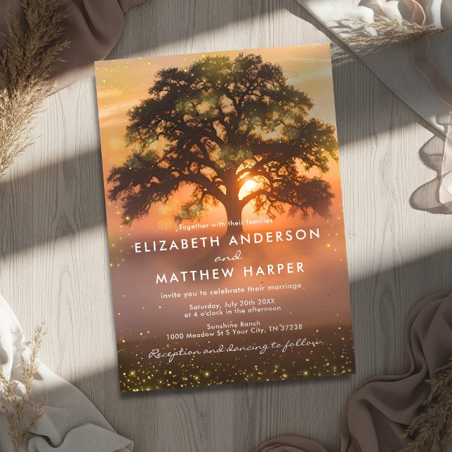 Invitation Golden Orange Sunset Fireflies Country Wedding (Créateur téléchargé)