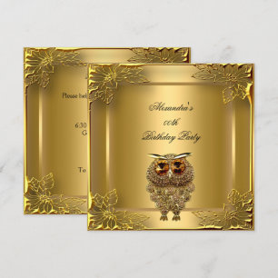 Invitation Golden Owl Elite Élégante Gold Anniversaire