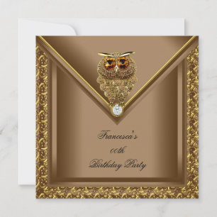Invitation Golden Owl Image Elite Élégante fête d'anniversair