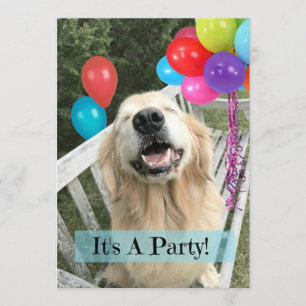 Invitation Golden Retriever Chien avec ballons Personnalisé A