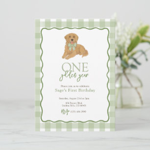 Invitation Golden Retriever un an d'or premier anniversaire