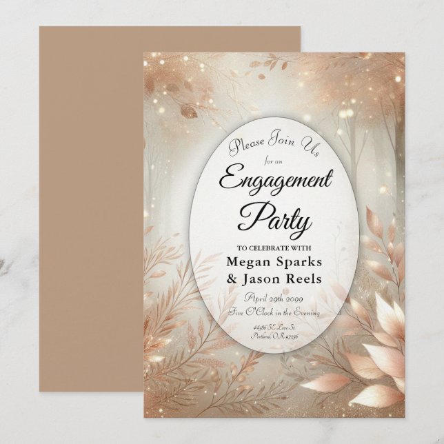 Invitation Golden Rosewood Enchanted Forest (Devant / Derrière)