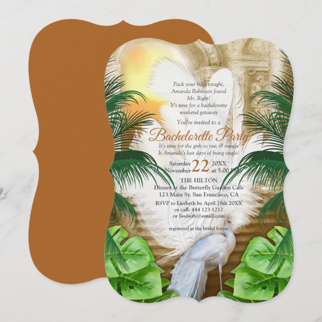 Invitation Golden Royal Peacock Temple Dreams (Devant / Derrière)