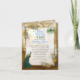 Invitation Golden Royal Peacock Temple Dreams Couple Douche