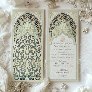 Invitation Golden Sage Elegance Mariage de l'arc islamique