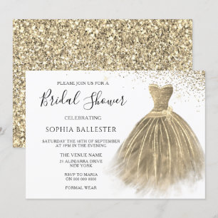 Invitation Golden Sepia Gold Parties scintillant robe Fête de