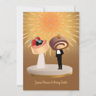 Invitation Golden Shining Sweet couple en Love Mariage