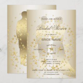 Invitation Golden Stars Bride And Groom Bridal Shower Party