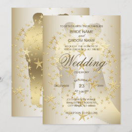 Invitation Golden Stars Bride And Groom Wedding