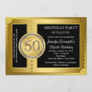 Invitation Golden Ticket 50th Birthday Party