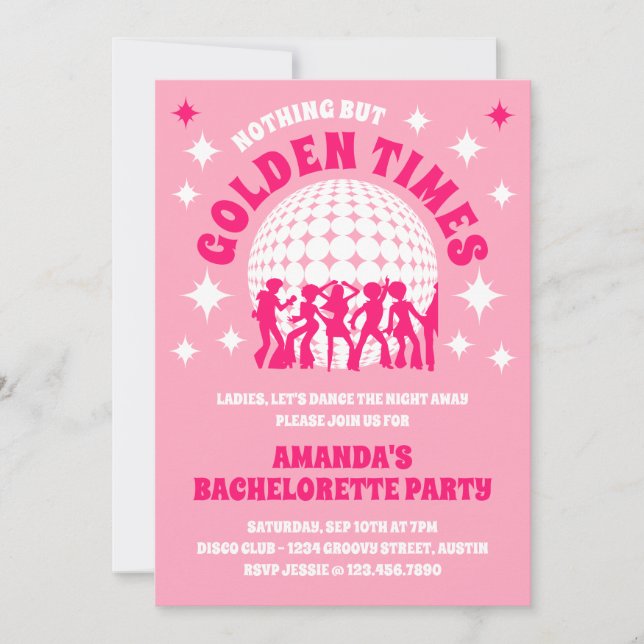 Invitation Golden Times Super rose Bachelorée (Devant)