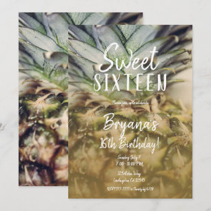 Invitation Golden Tropical Ananas Sweet 16 Party 