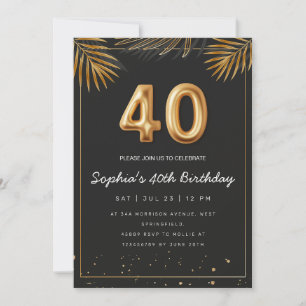 Invitation Golden Tropical Palm Feuille 40e anniversaire