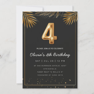 Invitation Golden Tropical Palm Feuille 4e anniversaire
