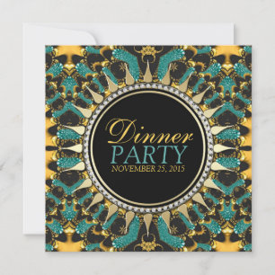 Invitation Golden Turquoise Nouvel Âge Bohème Dîner Invitatio