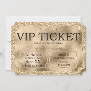 Invitation Golden VIP TICKET Événement spécial