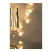 Golden with a glass of champagne Birthday Invit