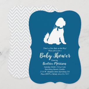 Invitation Goldendoodle Chien Baby shower Blue Boy