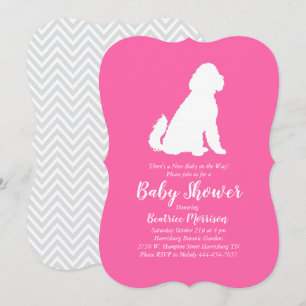 Invitation Goldendoodle chien Baby shower fille rose