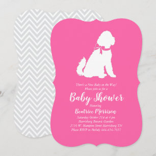 Invitation Goldendoodle chien Baby shower fille rose