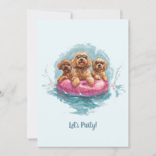 Invitation Goldendoodle Dogs Summer Pineappy Pool Flotte