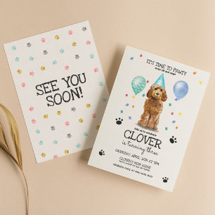 Invitation Goldendoodle Pawty Chien Chien Chien Chiot Anniver