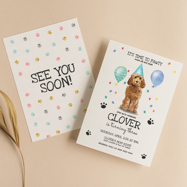Invitation Goldendoodle Pawty Chien Chien Chien Chiot Anniver (Créateur téléchargé)