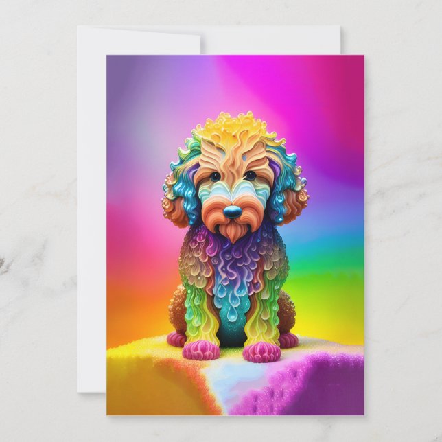 Invitation Goldendoodle Puppy Child's Birthday Party (Devant)