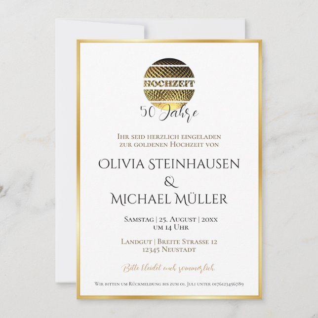 Invitation Goldene Hochzeit Einladung deutsch (Devant)