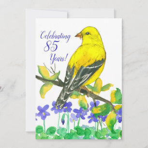 Invitation Goldfinch Oiseau 85e anniversaire de fête Invitati