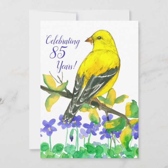 Invitation Goldfinch Oiseau 85e anniversaire de fête Invitati (Devant)