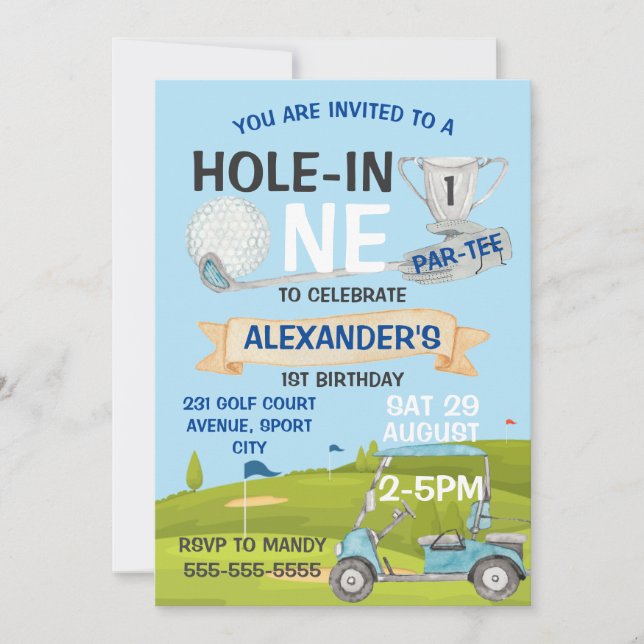 Invitation Golf 1er anniversaire (Devant)