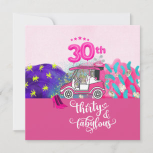 Invitation Golf 30e anniversaire pour femme golfer thème rose